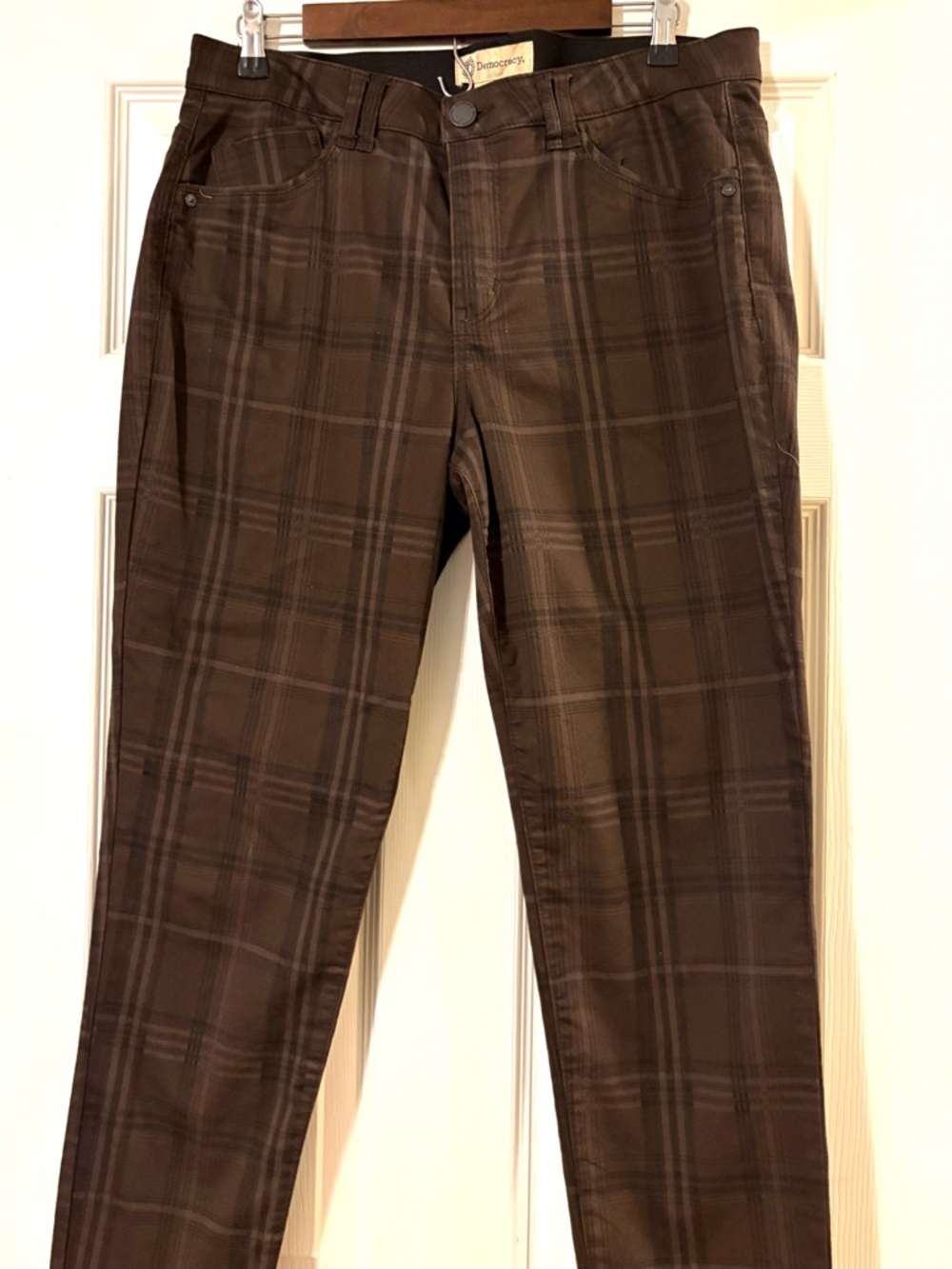 Democracy Brown Plaid Pants Sz 14